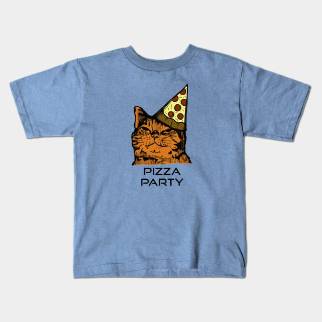 Pizza Party Cat, Party Animal Kids T-Shirt by Tessa McSorley